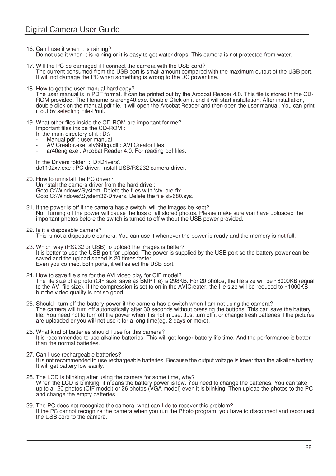 Argus Camera DC 1600 manual Digital Camera User Guide 