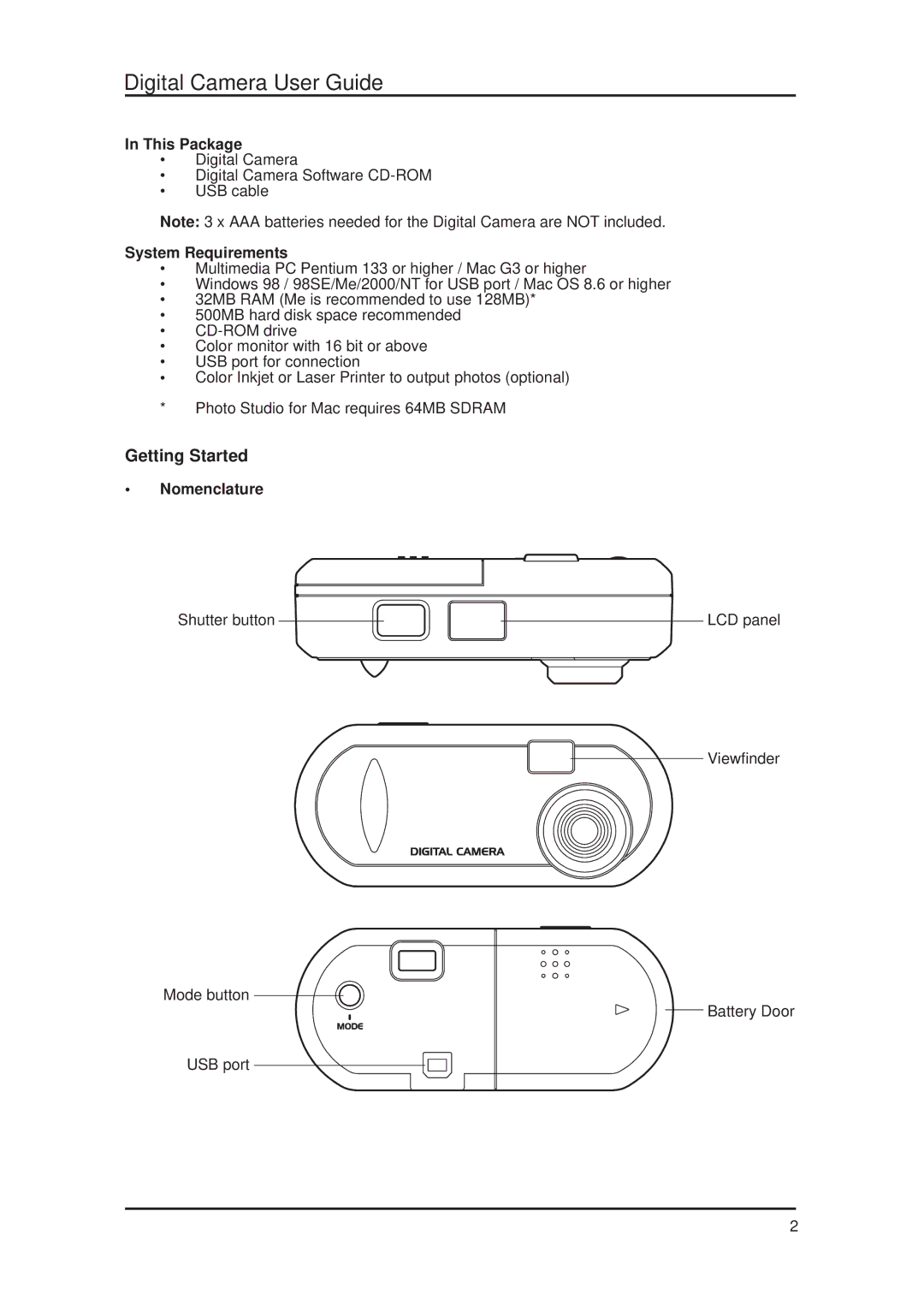 Argus Camera DC 1600 manual Getting Started, This Package, System Requirements, Nomenclature 