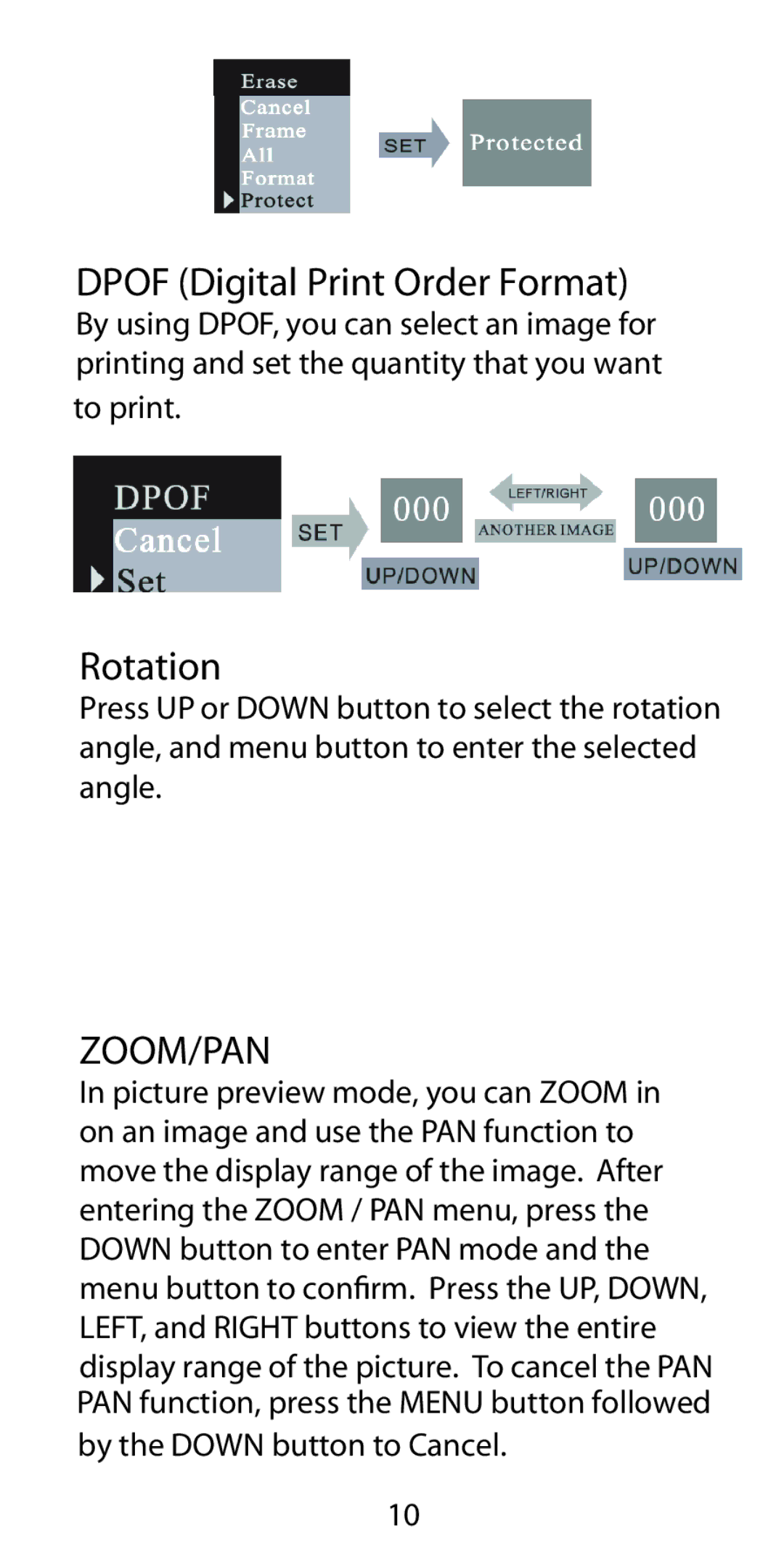 Argus Camera DC-5190 manual Dpof Digital Print Order Format, Rotation 