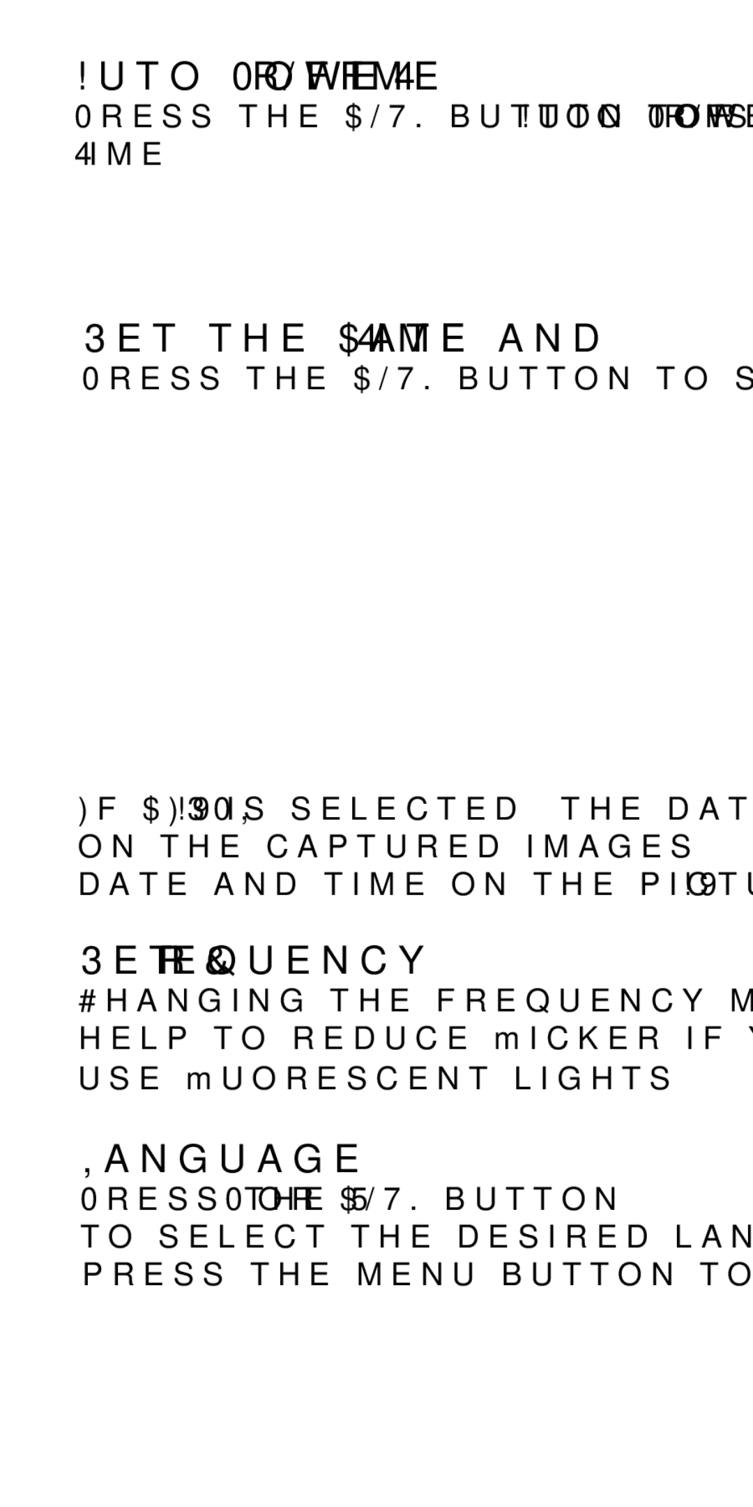 Argus Camera DC-5190 manual Auto Power-Off Time, Set the Date and Time, Set Frequency, Language 