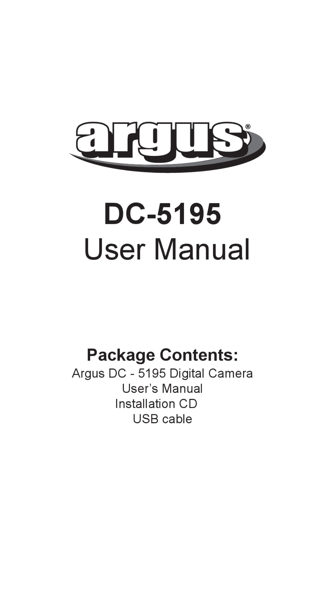 Argus Camera DC-5195 manual Package Contents 