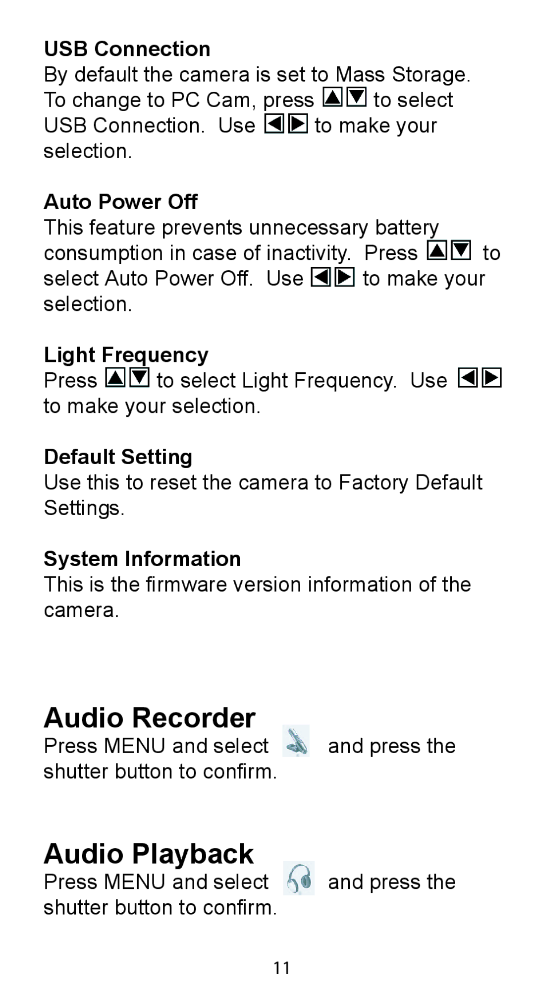 Argus Camera DC-5195 manual Audio Recorder, Audio Playback 