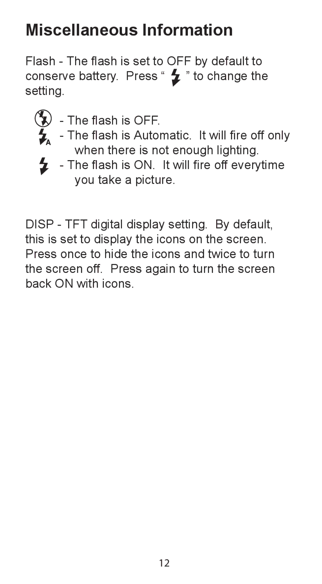 Argus Camera DC-5195 manual Miscellaneous Information 