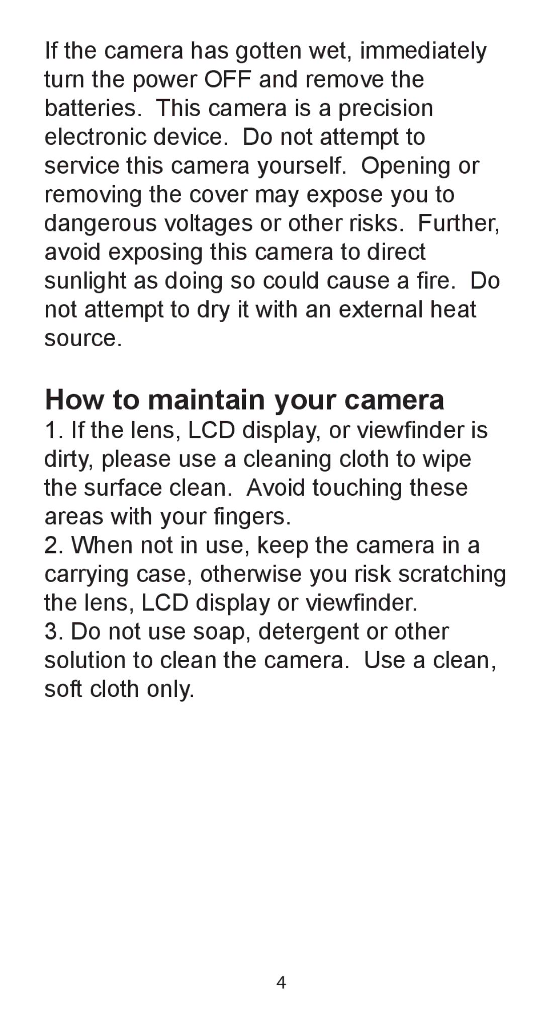 Argus Camera DC-5195 manual How to maintain your camera 