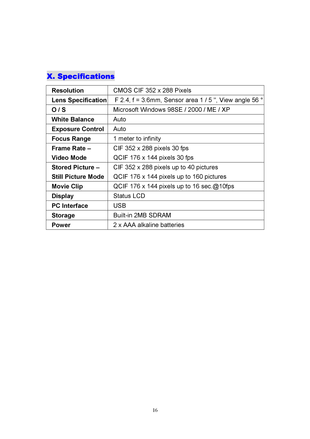 Argus Camera DC1540 manual Specifications 