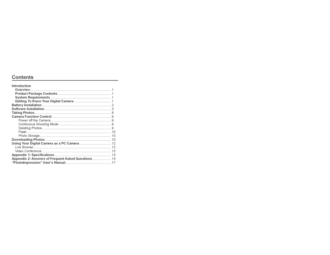 Argus Camera DC1620 manual Contents 