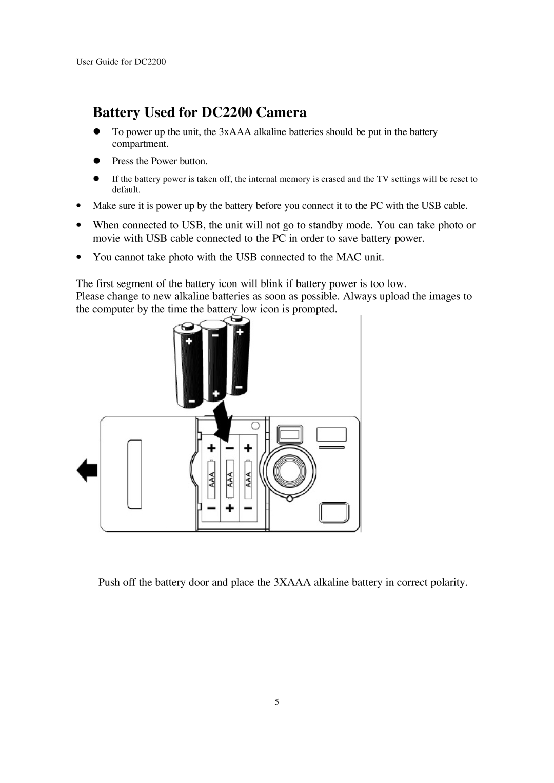 Argus Camera manual Battery Used for DC2200 Camera 