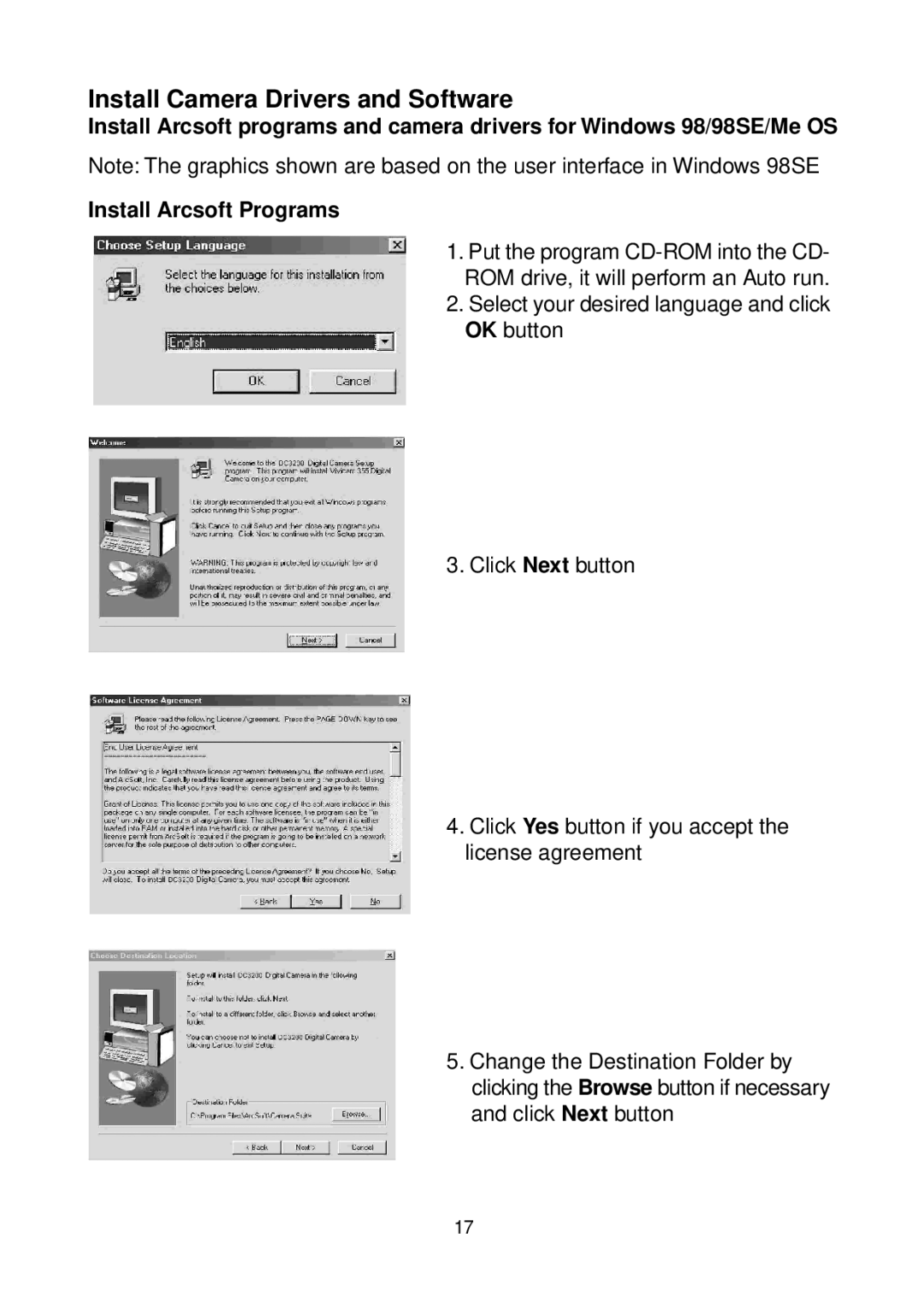 Argus Camera DC3200 manual Install Camera Drivers and Software 