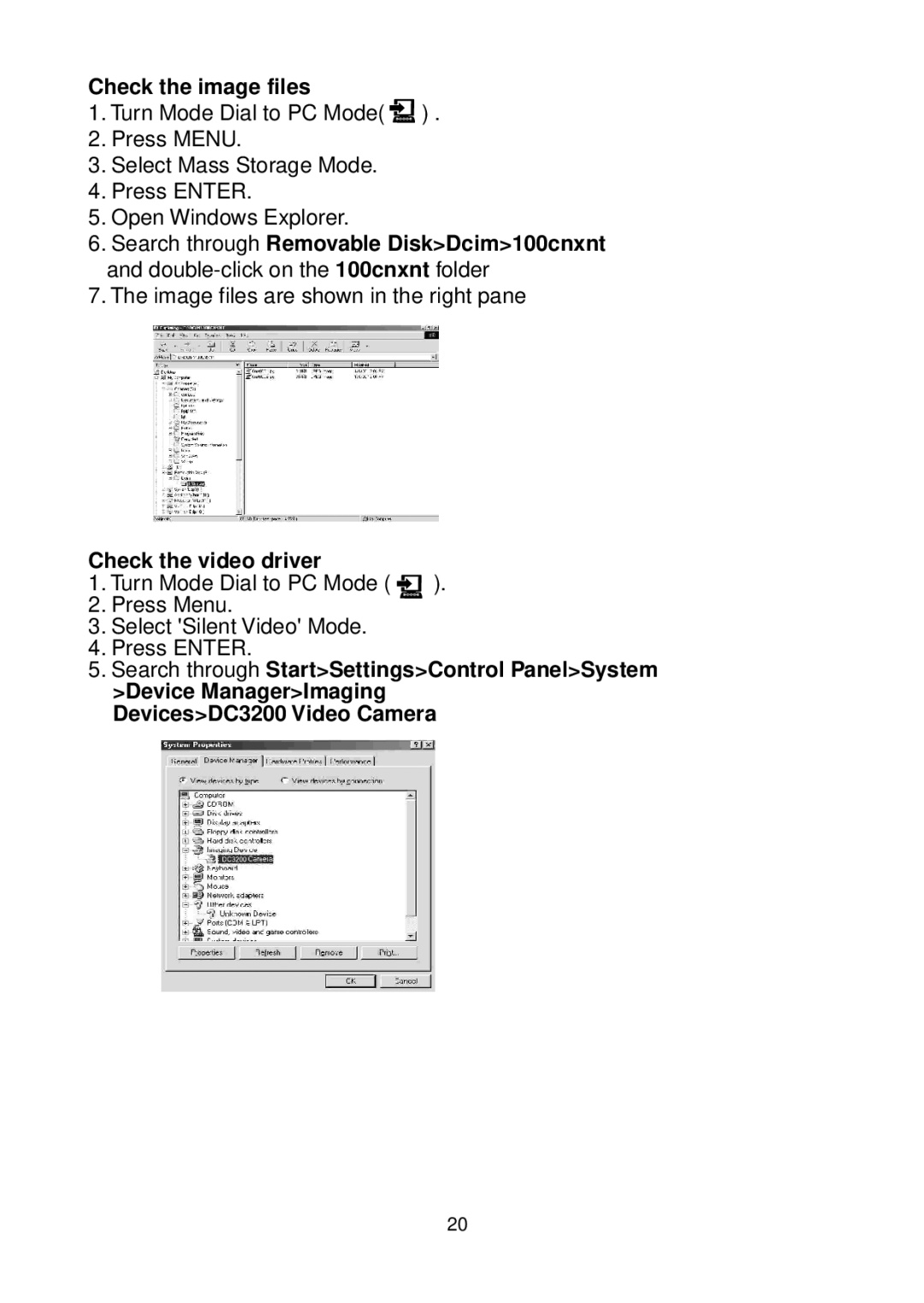 Argus Camera DC3200 manual Check the image files, Check the video driver 