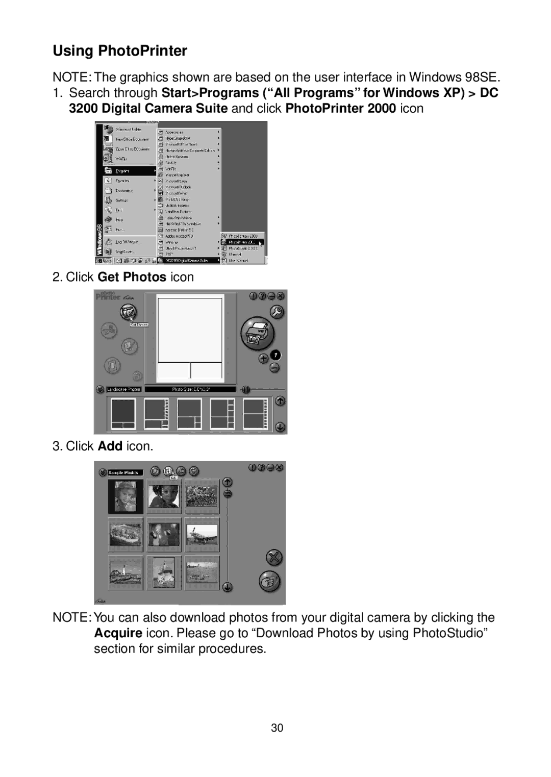 Argus Camera DC3200 manual Using PhotoPrinter 