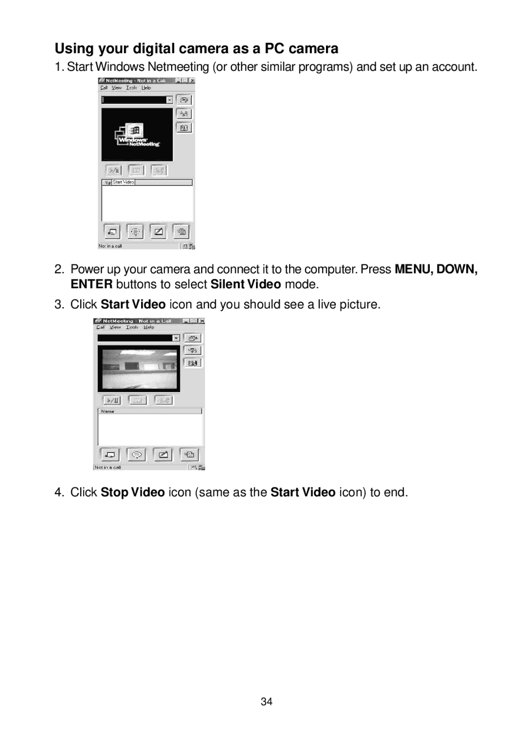 Argus Camera DC3200 manual Using your digital camera as a PC camera 