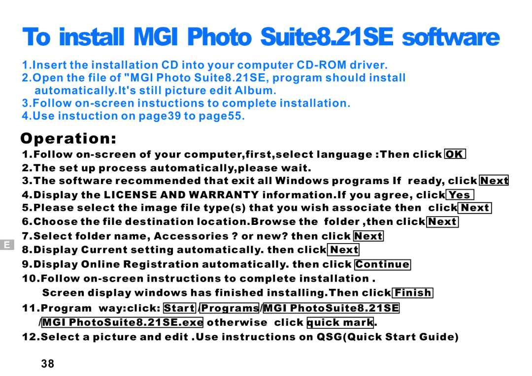 Argus Camera DC3550 manual To install MGI Photo Suite8.21SE software 