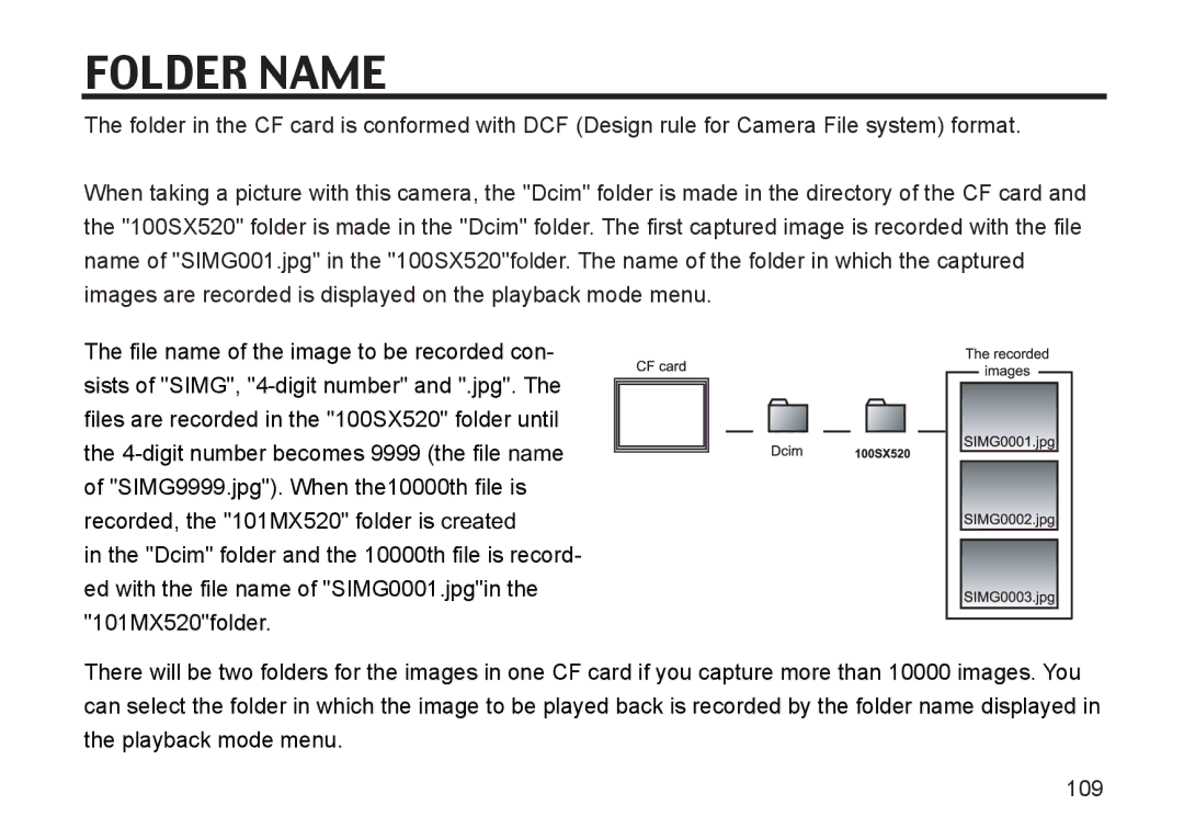 Argus Camera DC3810 manual Folder Name 