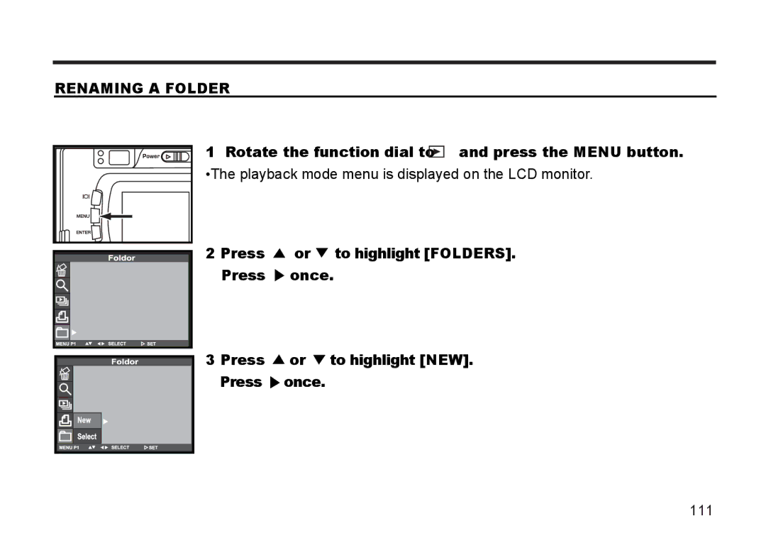 Argus Camera DC3810 manual Renaming a Folder 