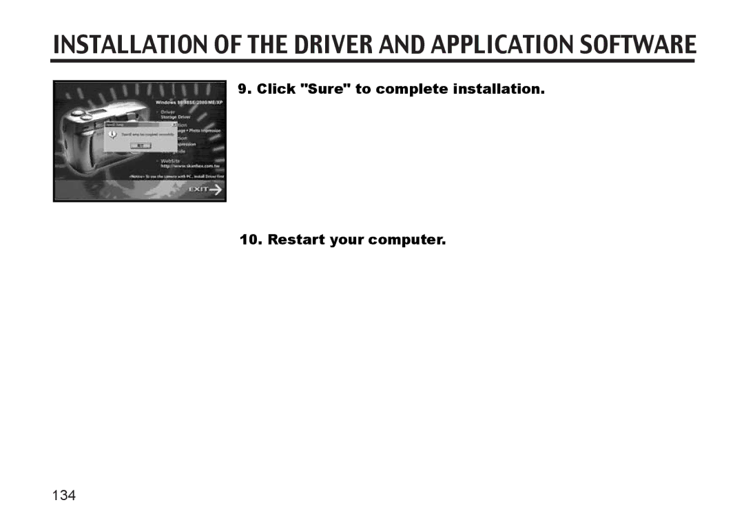 Argus Camera DC3810 manual Click Sure to complete installation Restart your computer 