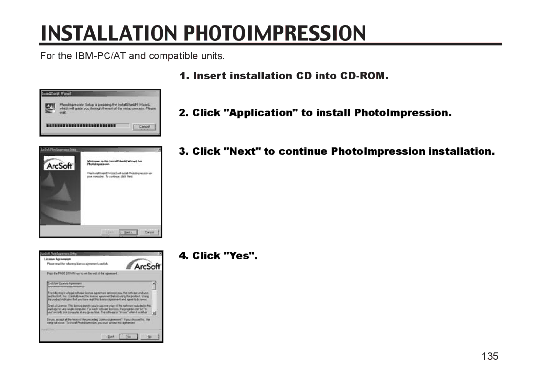 Argus Camera DC3810 manual Installation Photoimpression, Insert installation CD into CD-ROM 