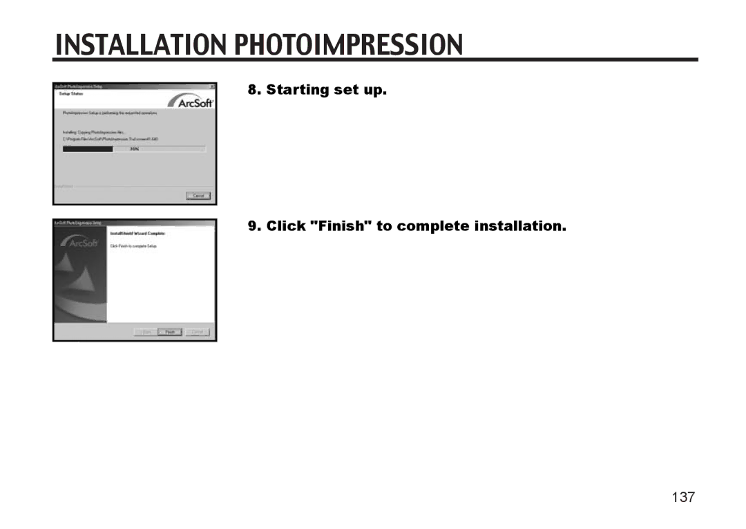 Argus Camera DC3810 manual Starting set up Click Finish to complete installation 