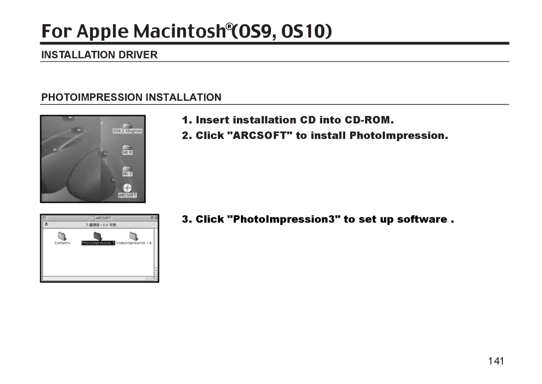 Argus Camera DC3810 manual Installation Driver Photoimpression Installation, Click PhotoImpression3 to set up software 