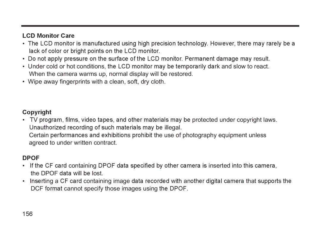 Argus Camera DC3810 manual LCD Monitor Care, Copyright, Dpof 