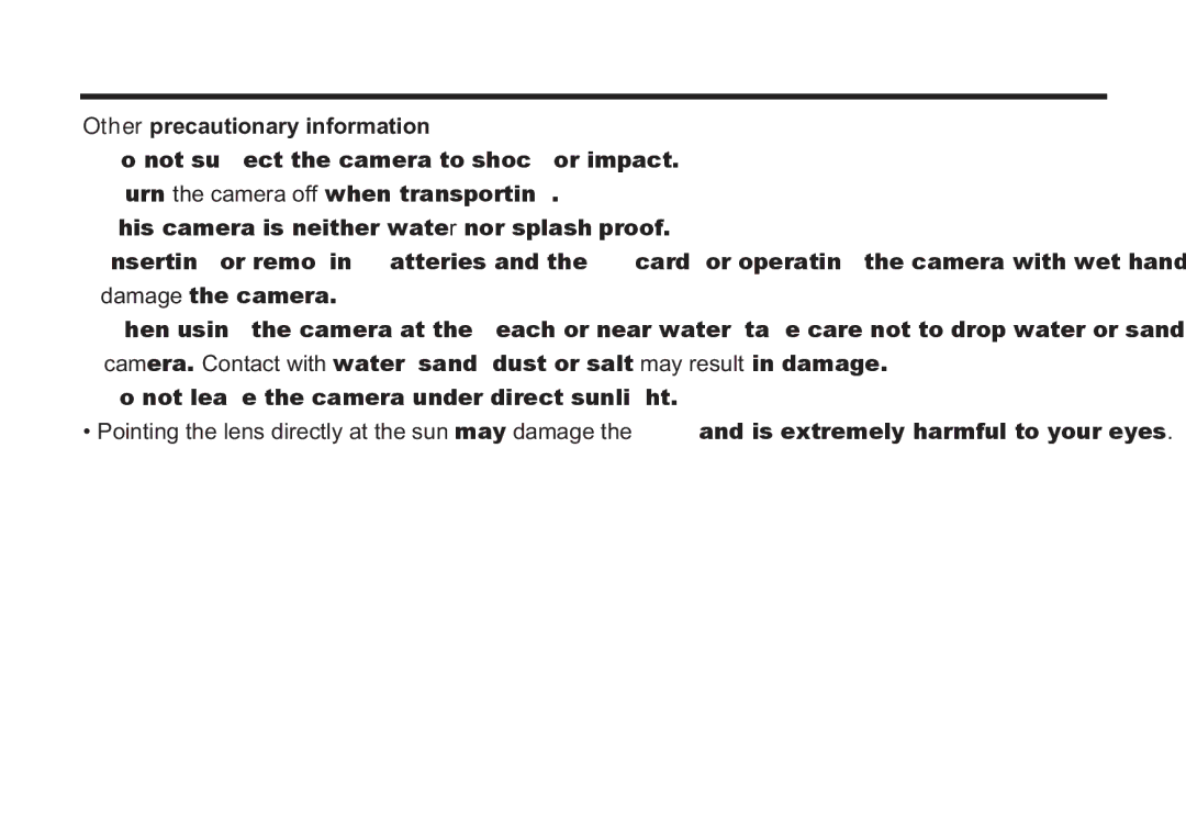 Argus Camera DC3810 manual Other precautionary information 