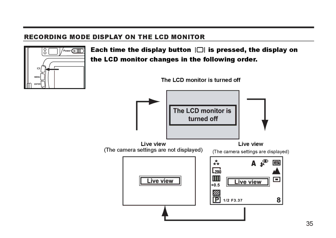 Argus Camera DC3810 manual Recording Mode Display on the LCD Monitor 