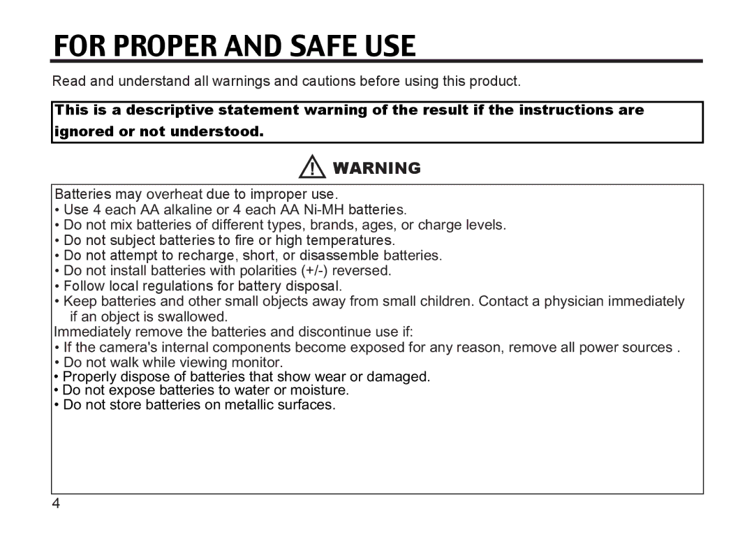 Argus Camera DC3810 manual For Proper and Safe USE 