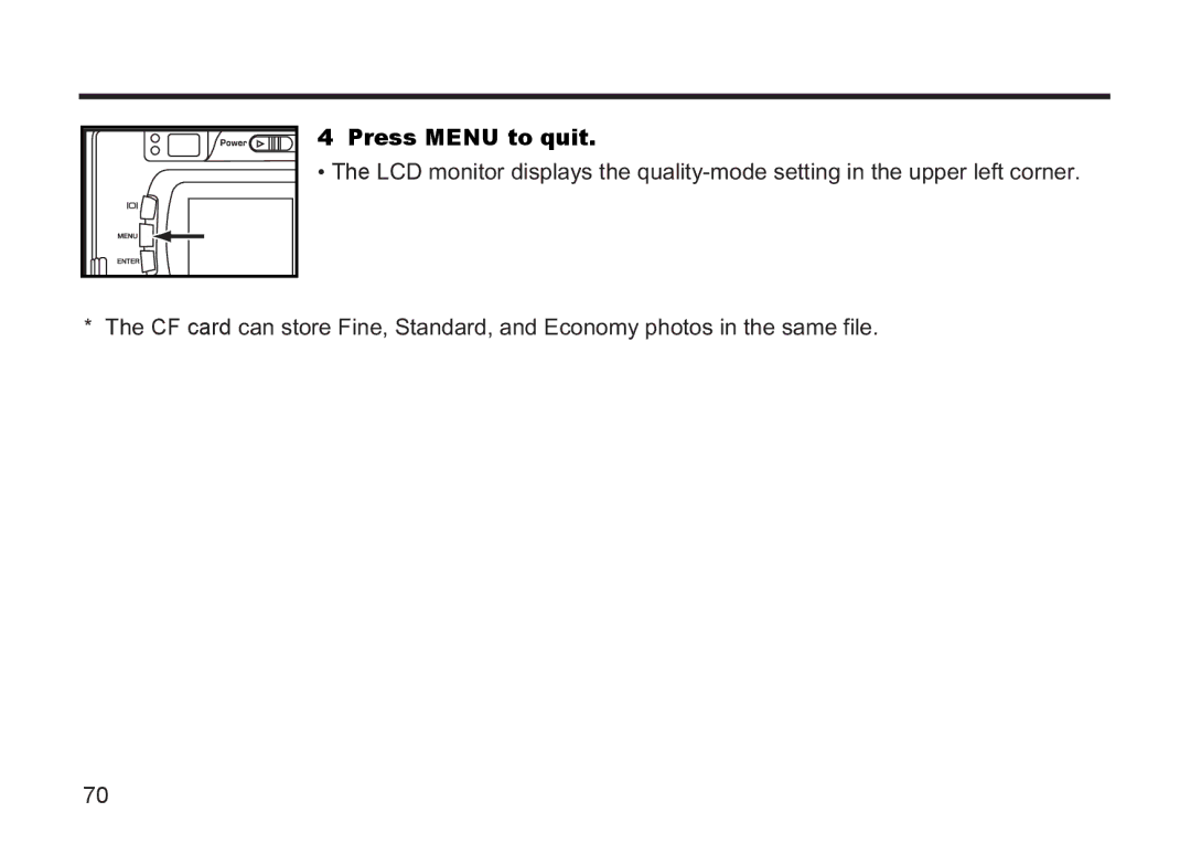 Argus Camera DC3810 manual Press Menu to quit 