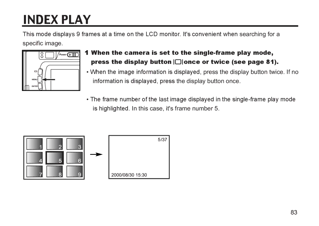 Argus Camera DC3810 manual Index Play 