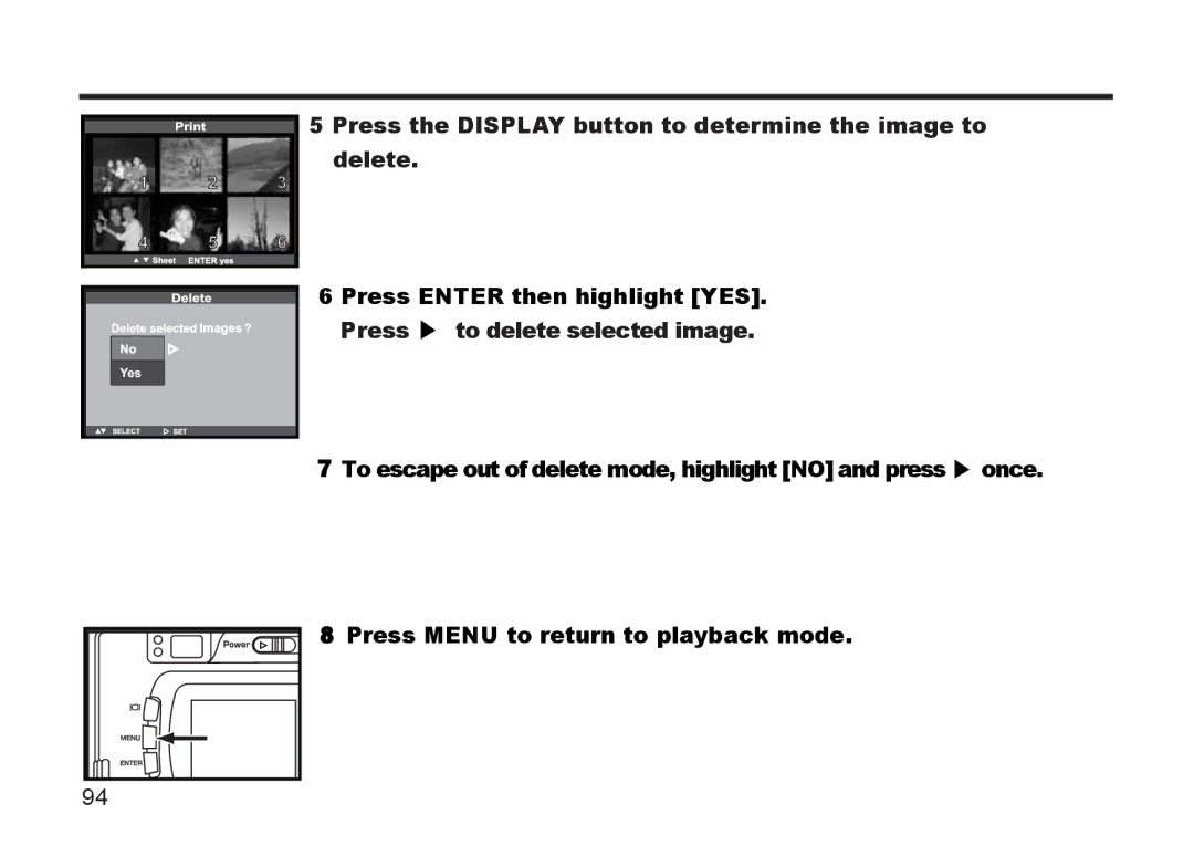 Argus Camera DC3810 manual Press the Display button to determine the image to delete 