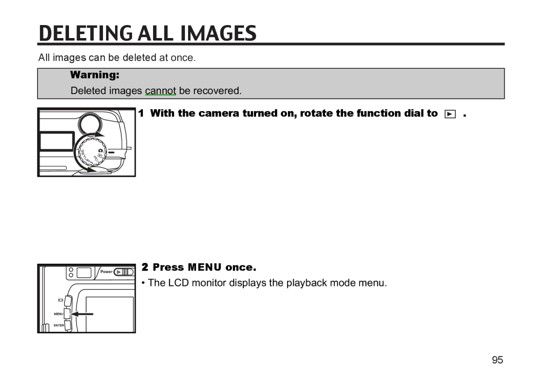 Argus Camera DC3810 manual Deleting ALL Images 