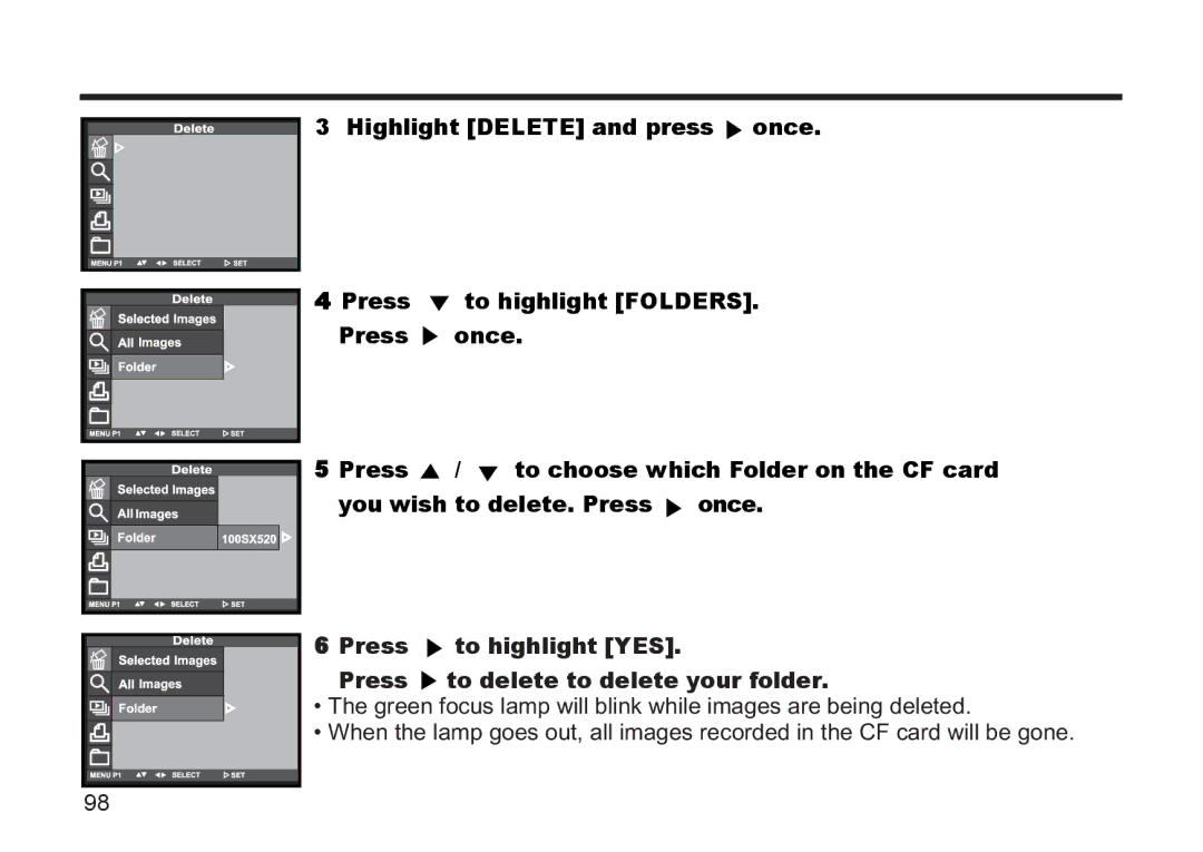 Argus Camera DC3810 manual You wish to delete. Press Once, To highlight YES 