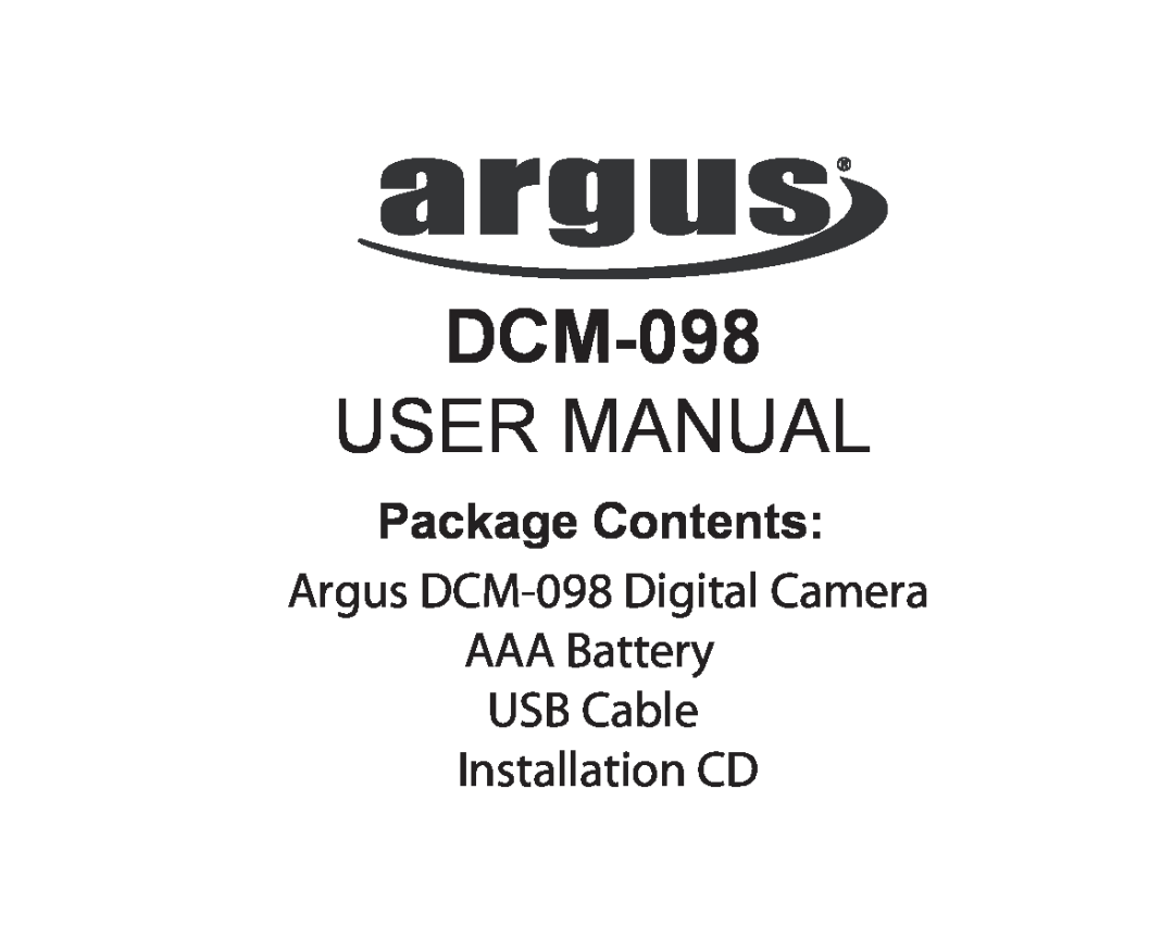 Argus Camera DCM-098 manual Package Contents, User Manual 