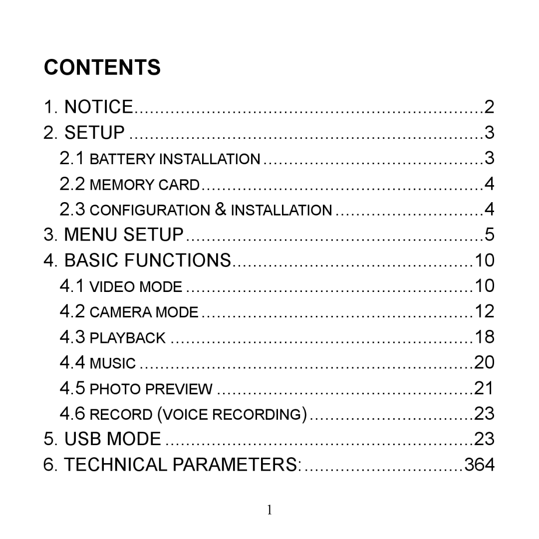 Argus Camera DV 5470 manual Contents 