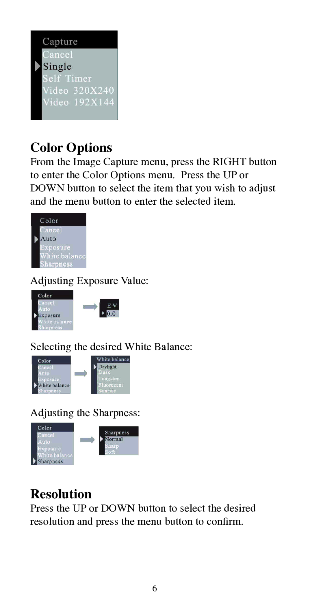 Argus Camera QC-3195B manual Color Options, Resolution 