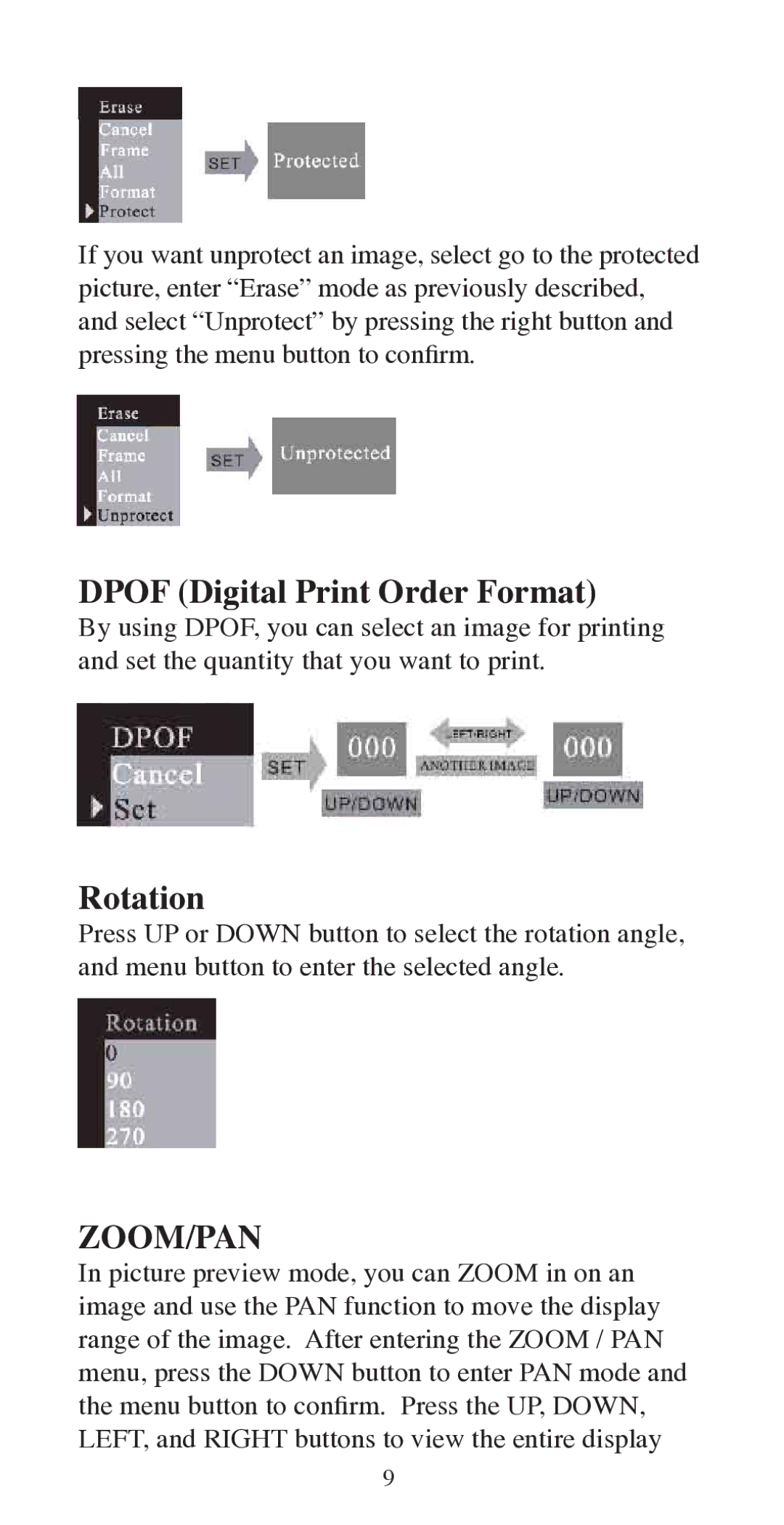 Argus Camera QC-3195B manual Dpof Digital Print Order Format, Rotation 