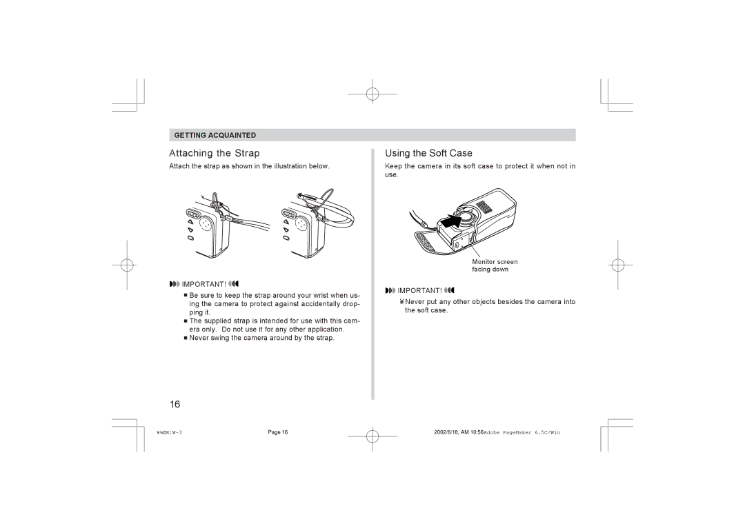 Argus Camera RW-1 manual Attaching the Strap, Using the Soft Case 