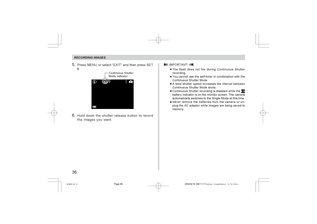 Argus Camera RW-1 manual Press Menu or select Exit and then press SET 