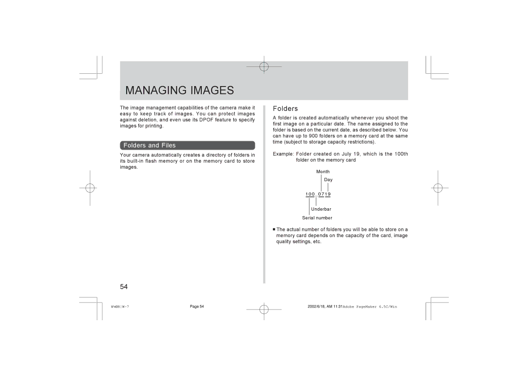 Argus Camera RW-1 manual Managing Images, Folders and Files 