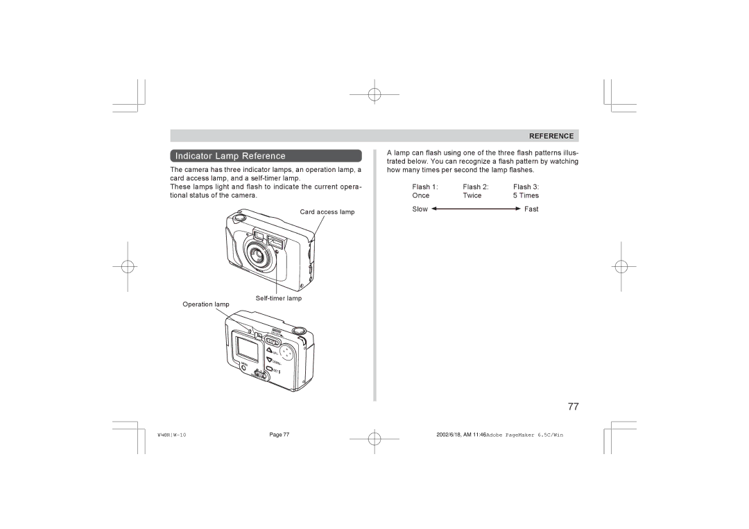 Argus Camera RW-1 manual Indicator Lamp Reference 