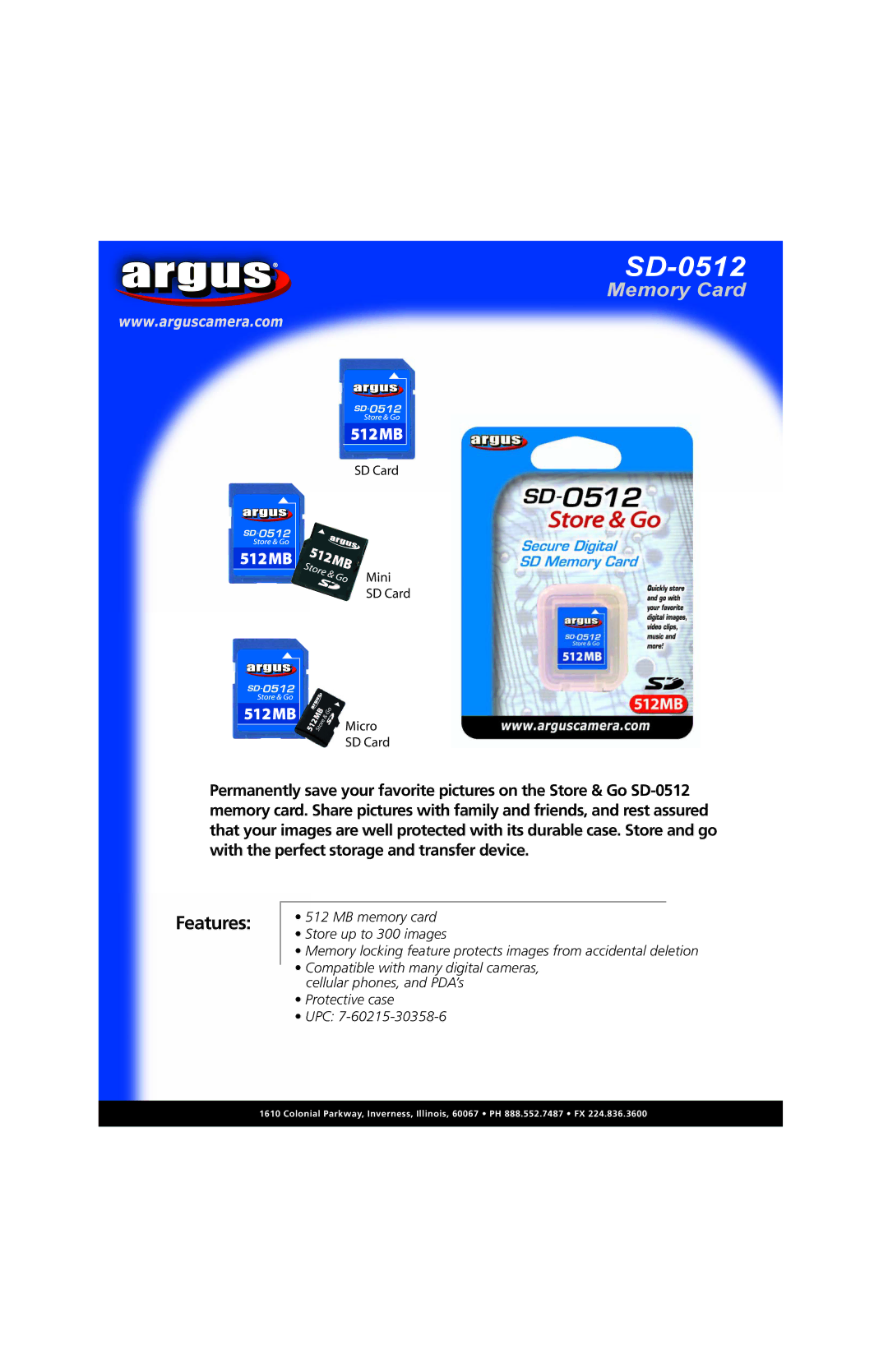 Argus Camera SD-0512 manual 