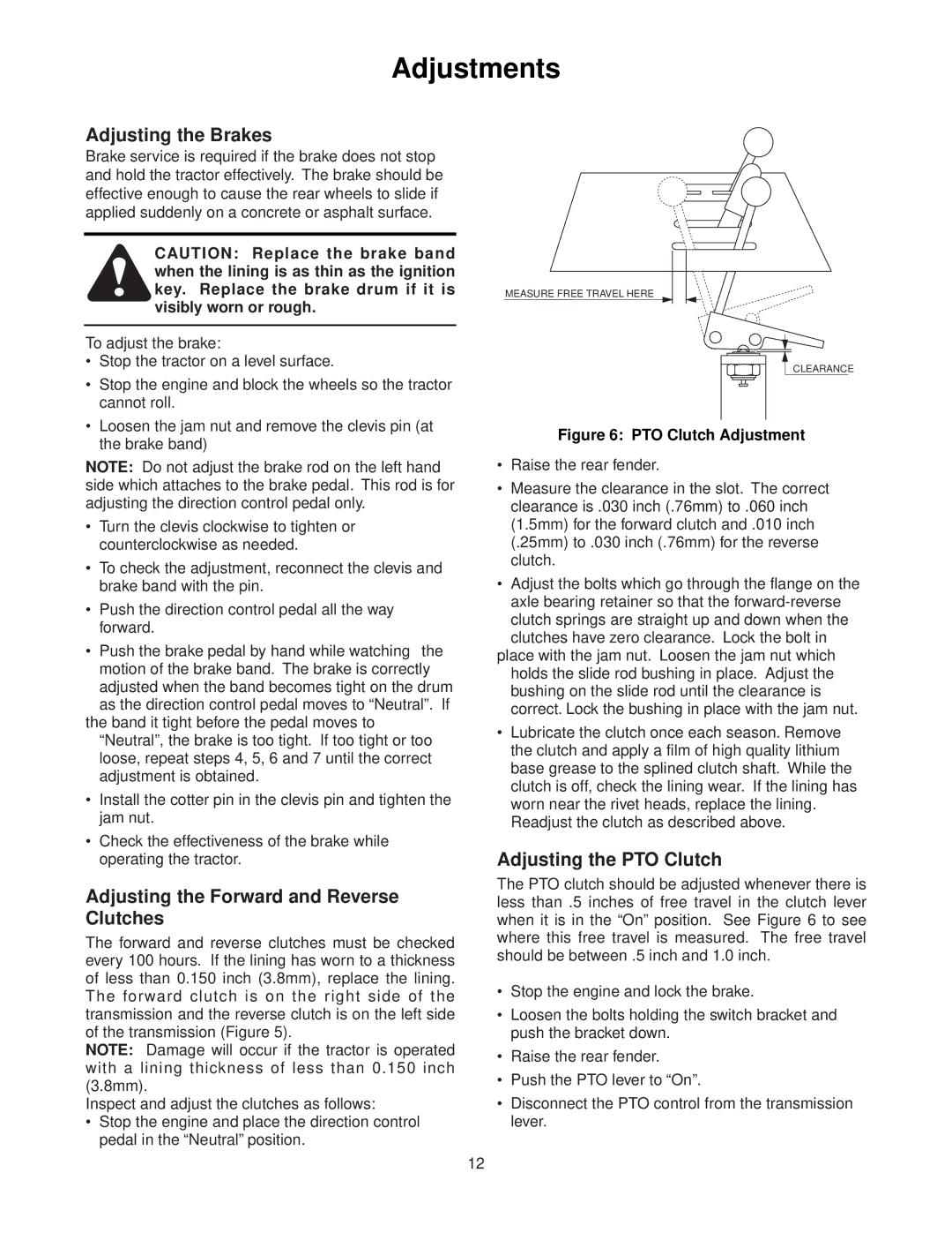 Ariens 070 - Professional G, 071 - Professional G, 072 - Professional G manual Adjustments, Adjusting the Brakes 