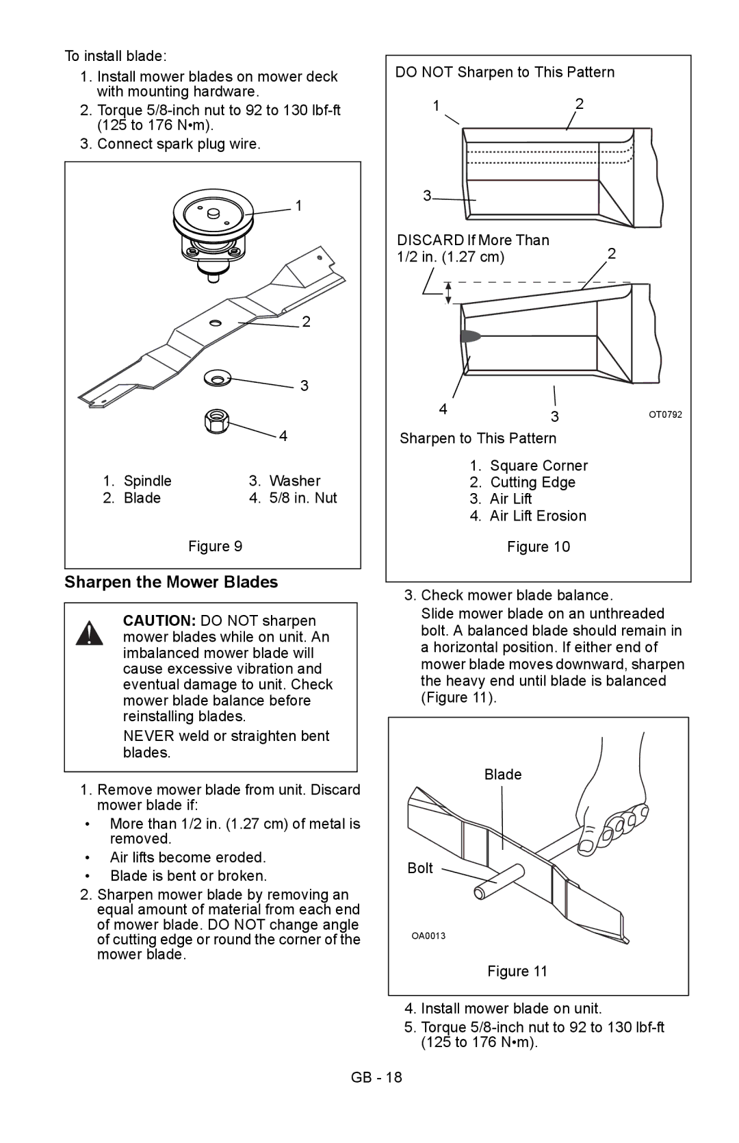 Ariens 911413 warranty Sharpen the Mower Blades 