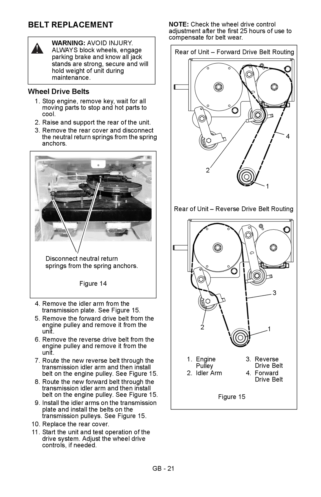 Ariens 911413 warranty Belt Replacement, Wheel Drive Belts 