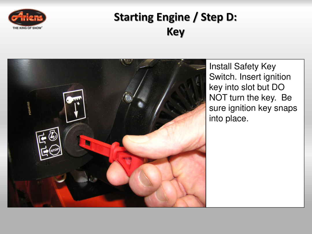 Ariens 921024 quick start Starting Engine / Step D Key 
