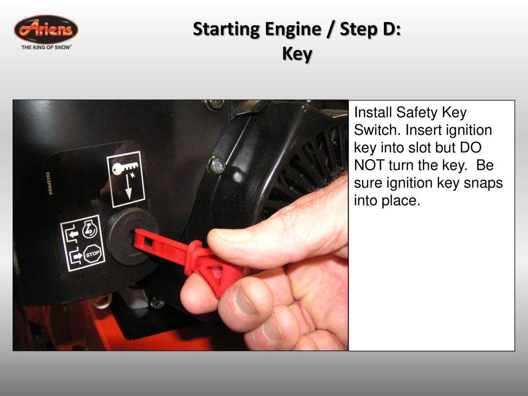 Ariens 921032 quick start Starting Engine / Step D Key 