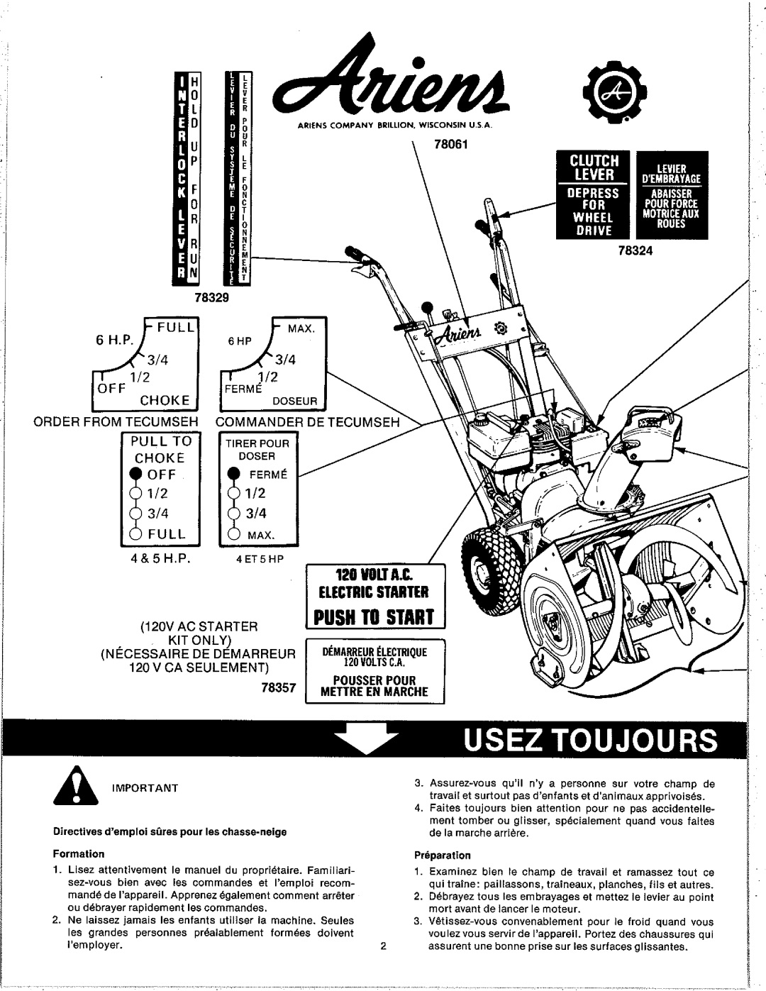 Ariens 922021-000101, 922020-000101, 922022-000101, 922025, 922023-000101, 922019-000101, 922024-000101, 922018 manual 