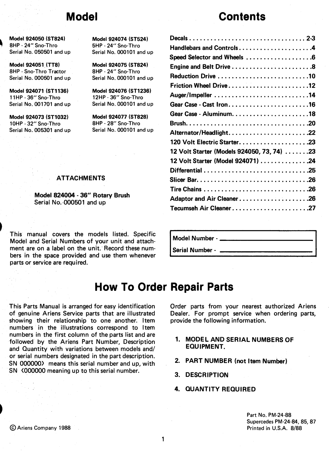 Ariens 924 manual 