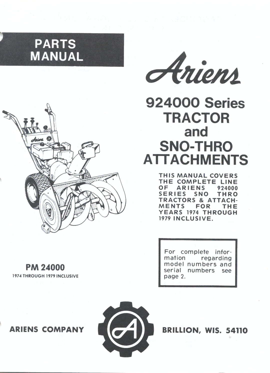Ariens 924000 manual 