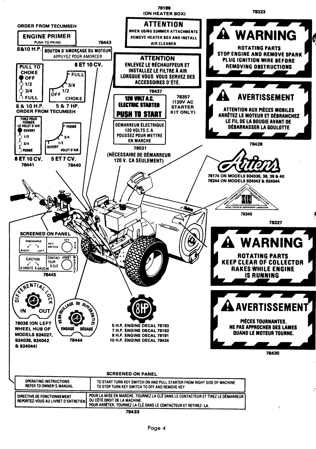 Ariens 924000 manual 