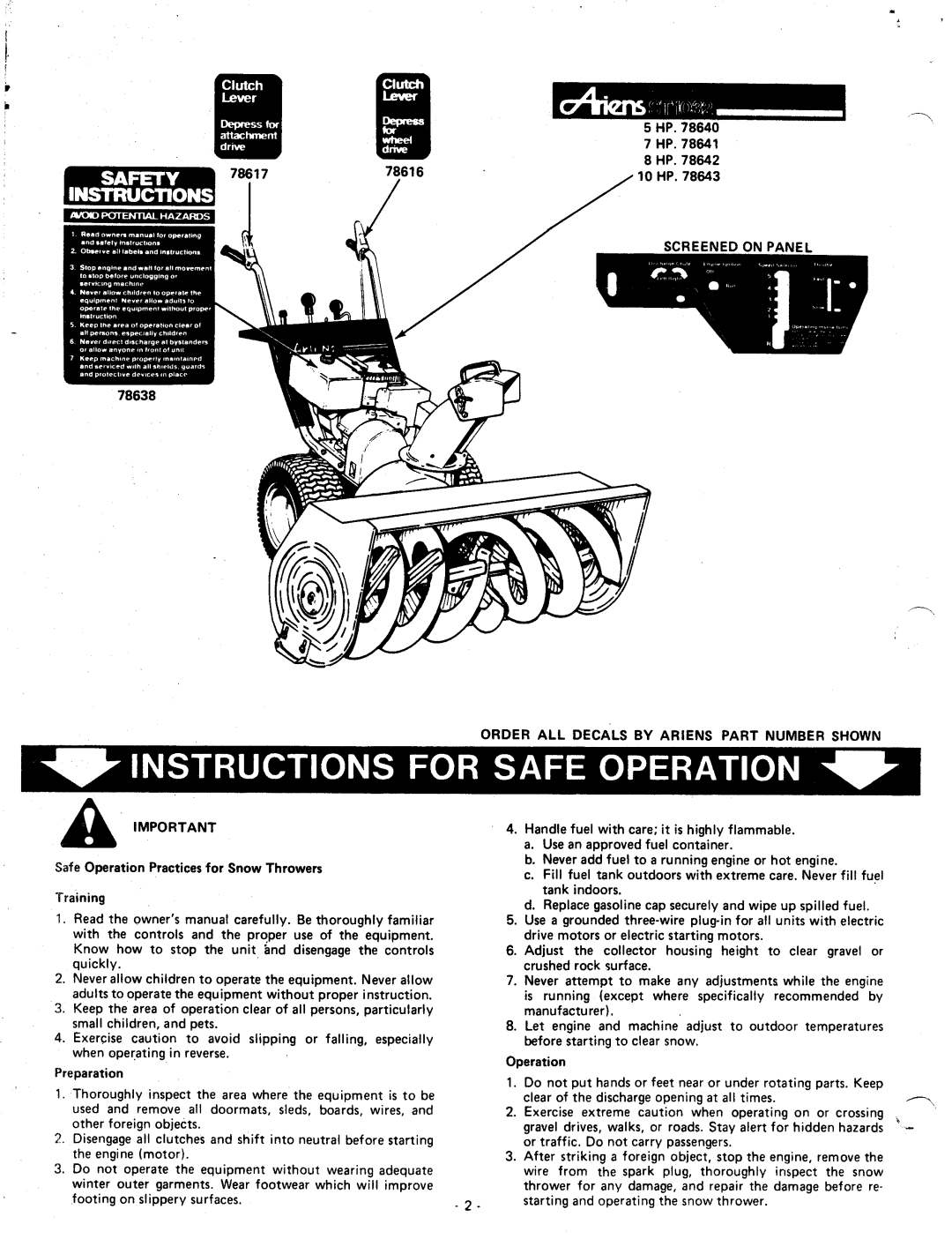 Ariens 924046, 924051, 924049, 924000 Series, 924052 manual 